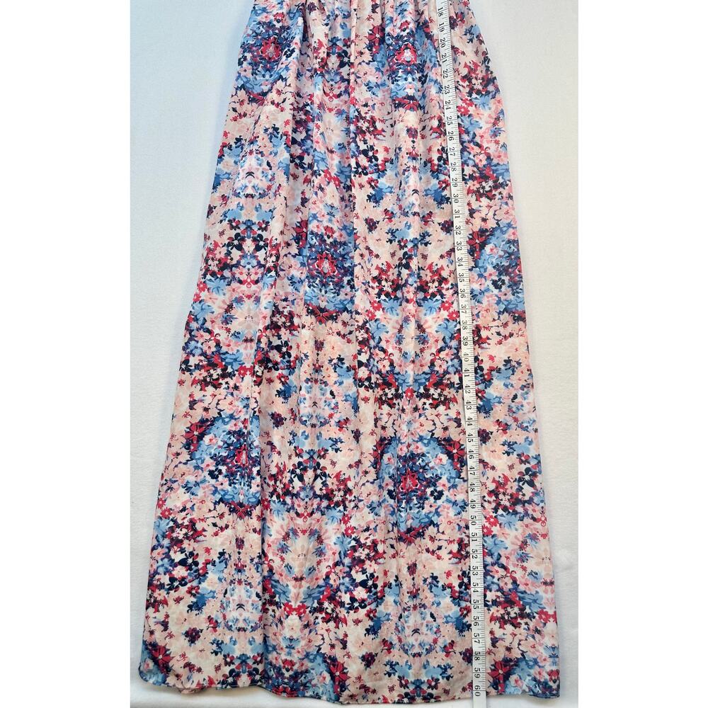Parker Floral Maxi Dress Spaghetti Strap Fitted Bodice Pink Blue Size S - Picture 6 of 10